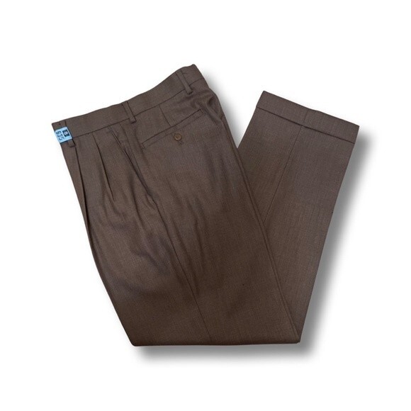 LOUIS RAPHAEL Tailored Fit Men’s Dress Pants 30x30 Brown Classic Trousers - Picture 1 of 3